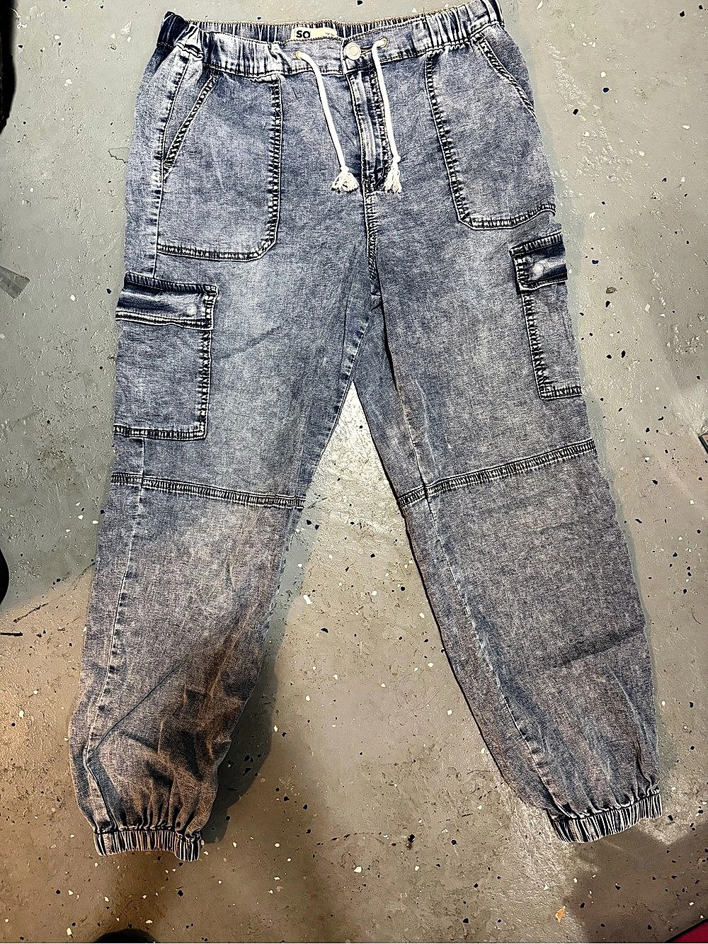 SO High Rise Cargo Jogger Blue Jeans Waist 20